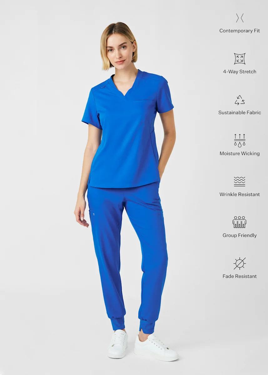 VIBE Women's Chest Pocket V-Neck Tuck-In Top