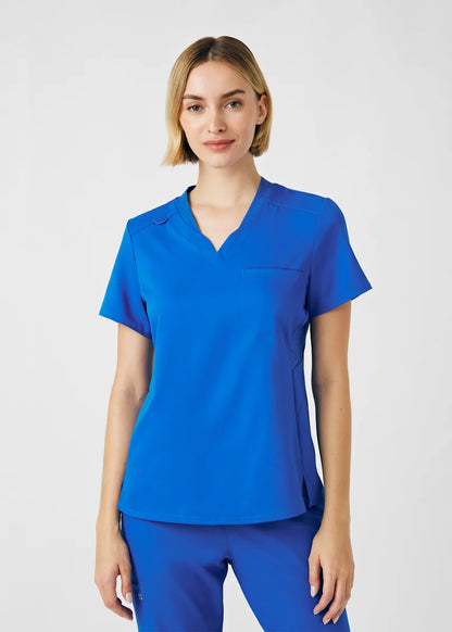 VIBE Women's Chest Pocket V-Neck Tuck-In Top