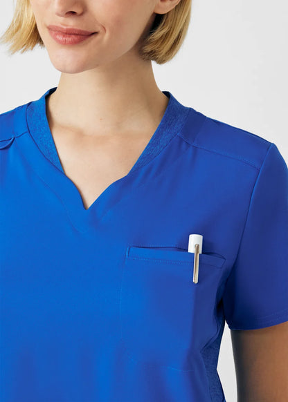 VIBE Women's Chest Pocket V-Neck Tuck-In Top