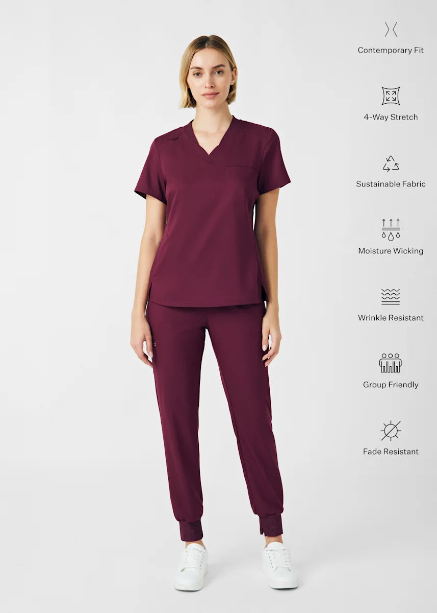 VIBE Women's Chest Pocket V-Neck Tuck-In Top