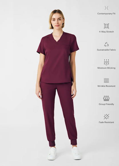 VIBE Women's Chest Pocket V-Neck Tuck-In Top