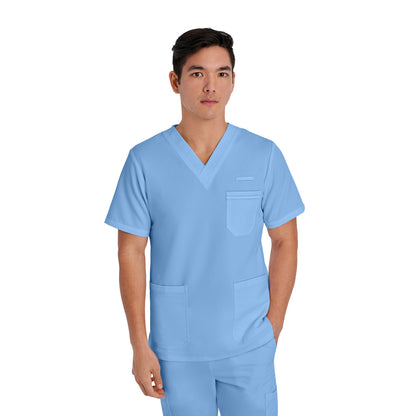 2207 Men's Detailed Scrub Top V-Tess