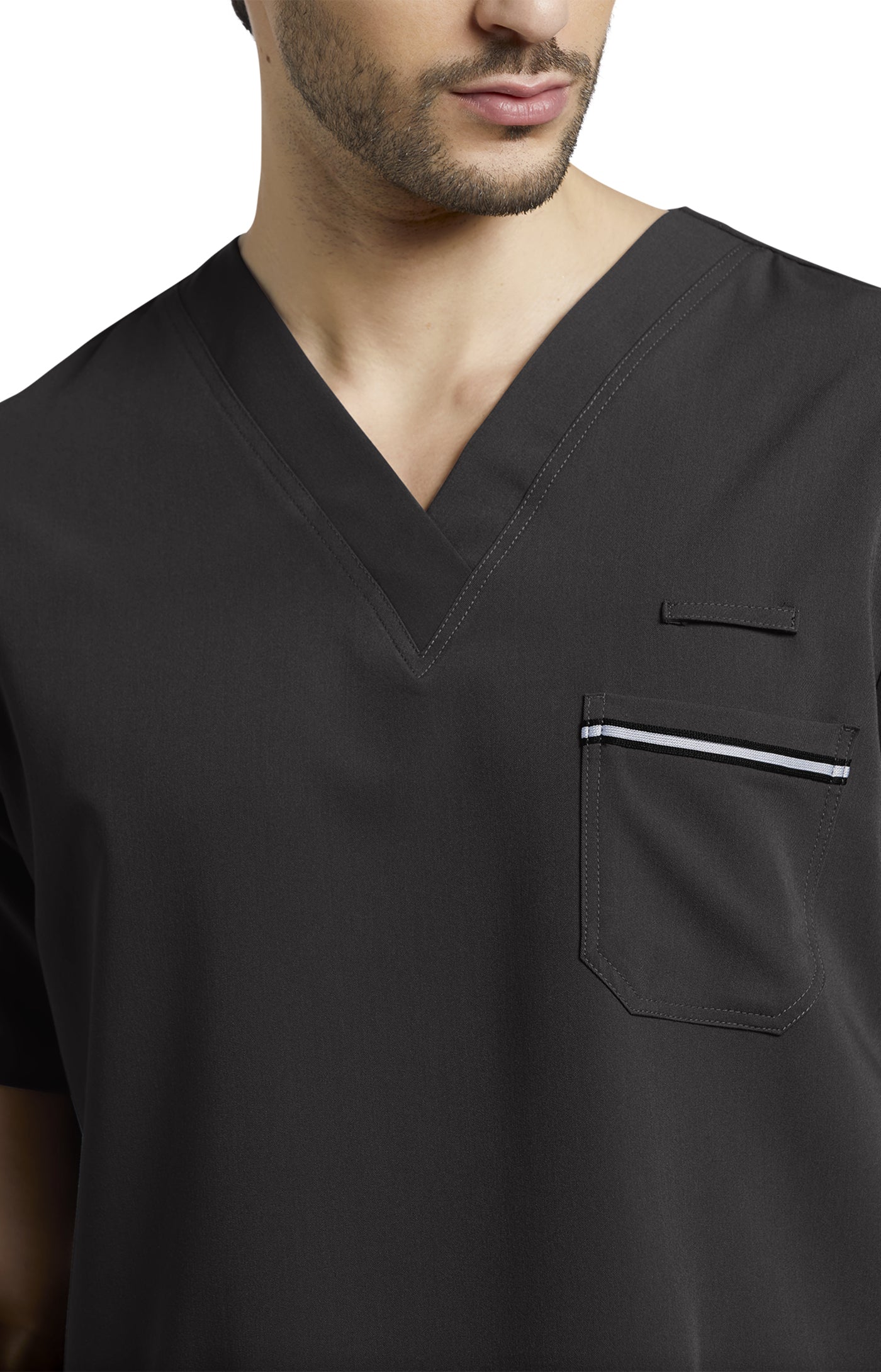 2207 Men's Detailed Scrub Top V-Tess