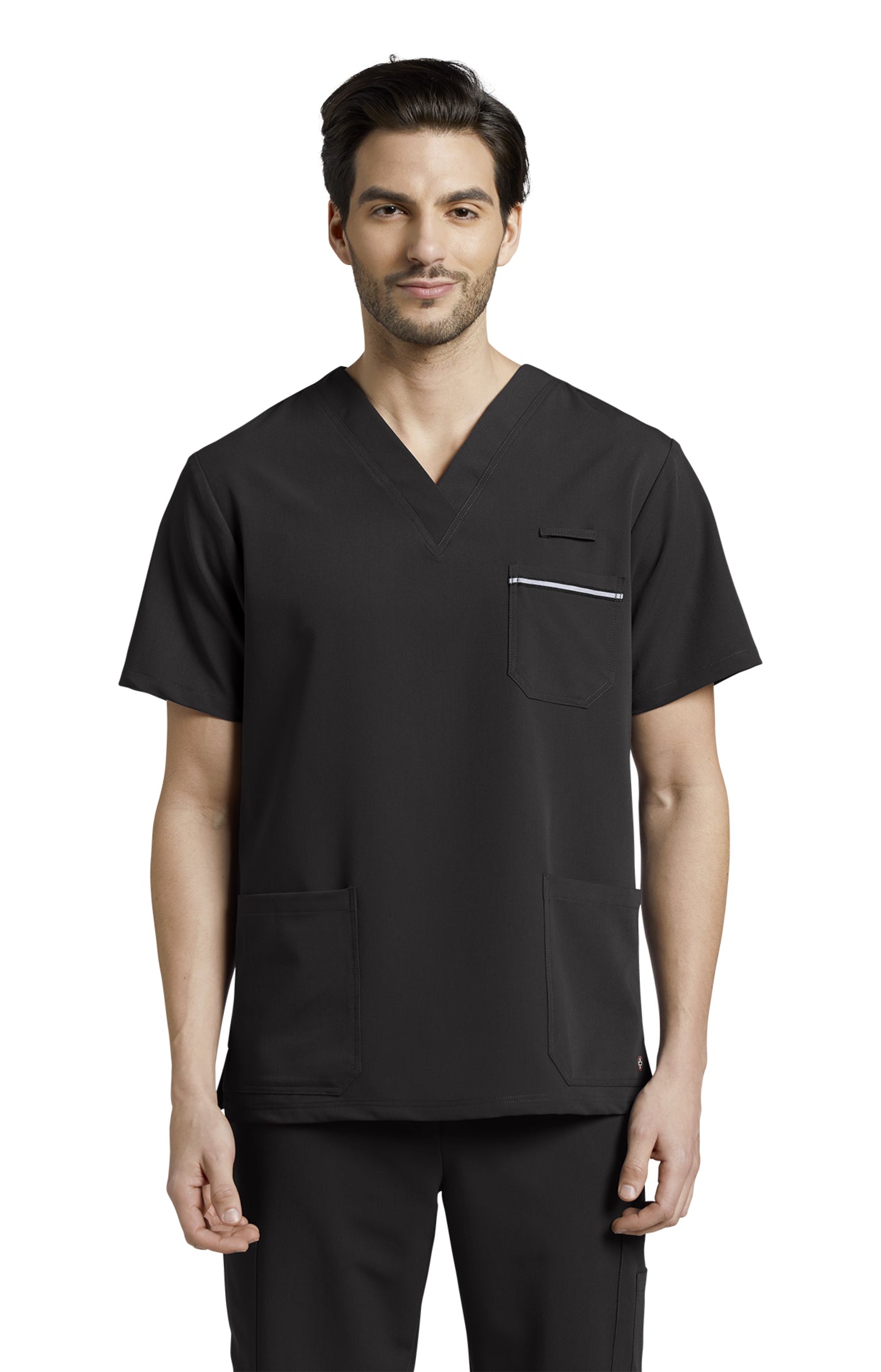 2207 Men's Detailed Scrub Top V-Tess