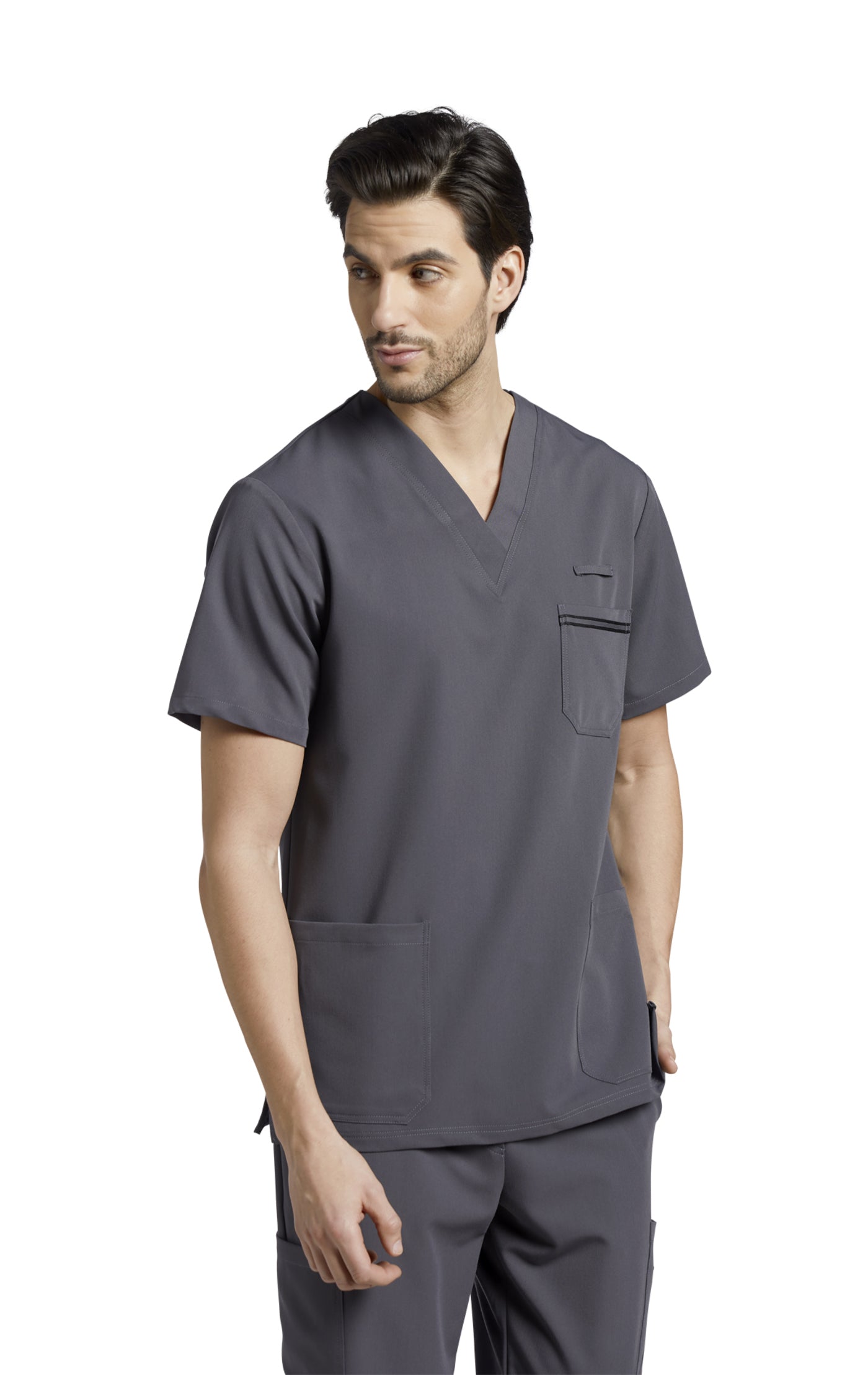 2207 Men's Detailed Scrub Top V-Tess