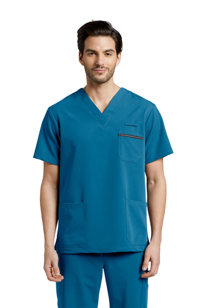 2207 Men's Detailed Scrub Top V-Tess