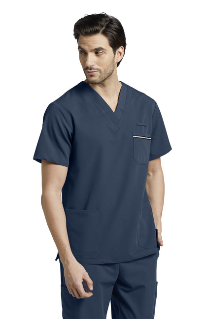 2207 Men's Detailed Scrub Top V-Tess