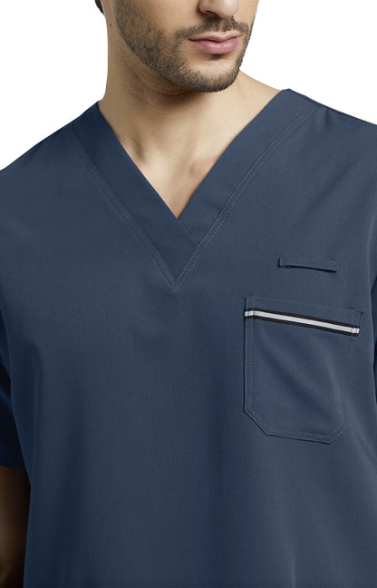 2207 Men's Detailed Scrub Top V-Tess