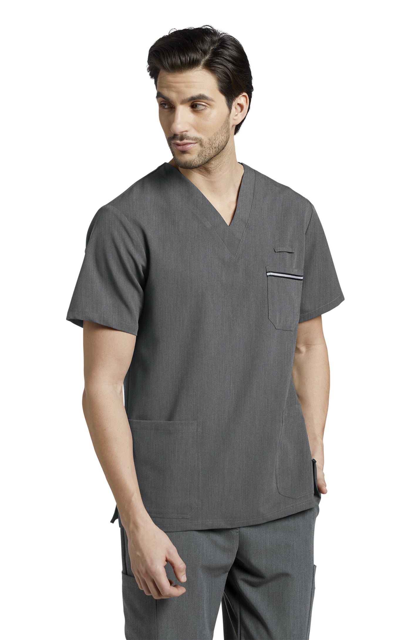 2207 Men's Detailed Scrub Top V-Tess