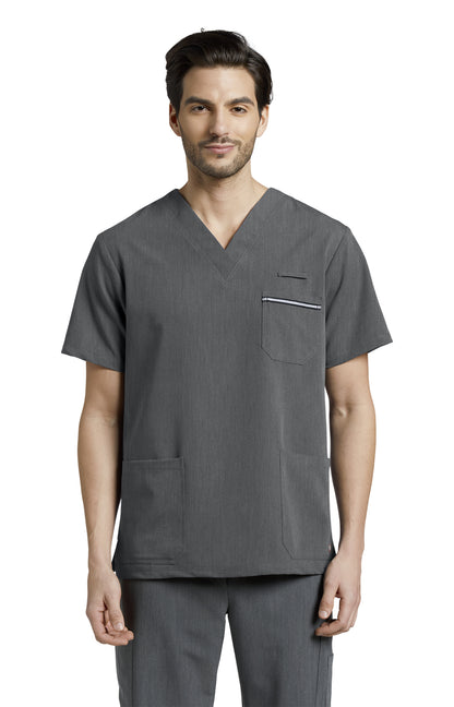 2207 Men's Detailed Scrub Top V-Tess