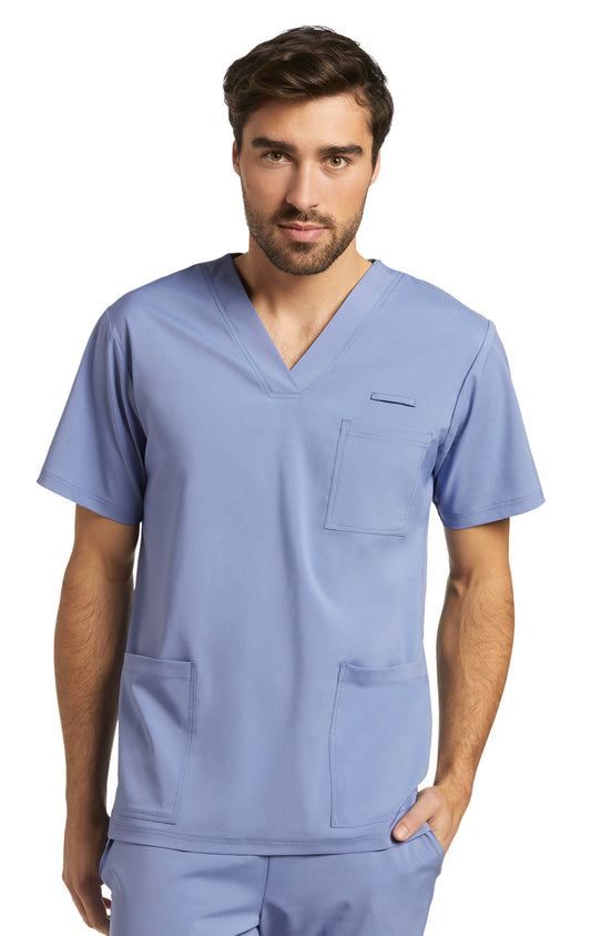 2263 Men's White Cross FIT Scrub Top