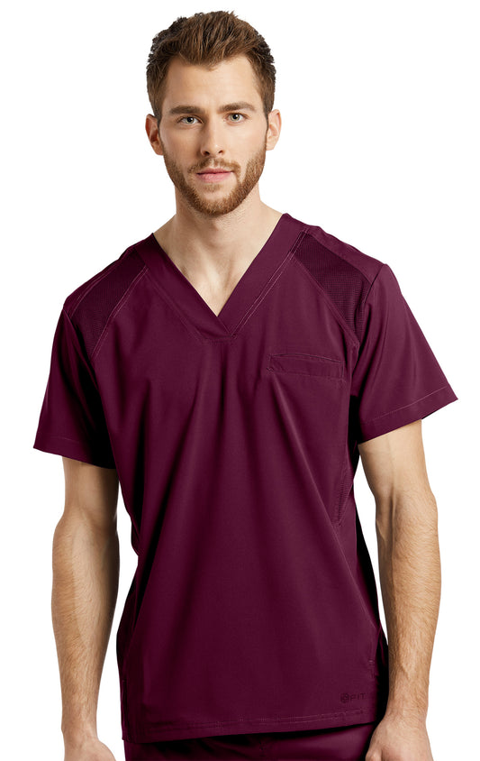 2266 Men's White Cross FIT Scrub Top