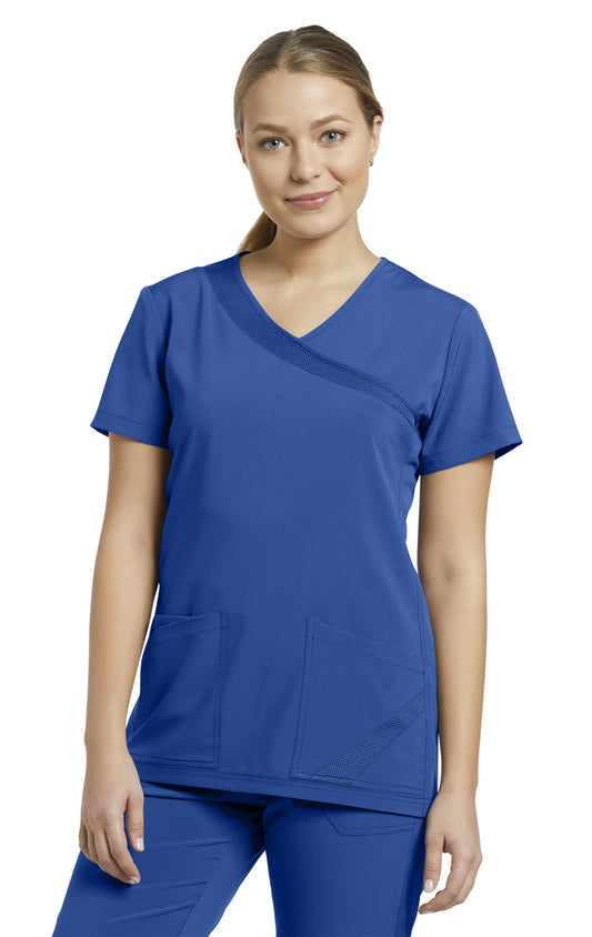 748 Mock Wrap Women's Solid FIT Scrub Top *Last Few*