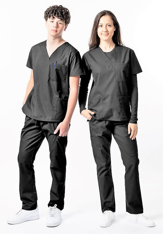 1000 Unisex Classic Brushed Cotton V-neck Scrub Top