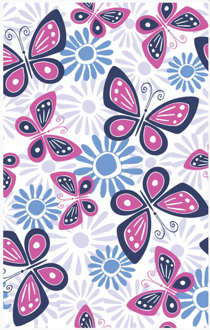 White with Magenta Butterflies Medical Scrub Cap 1252WH