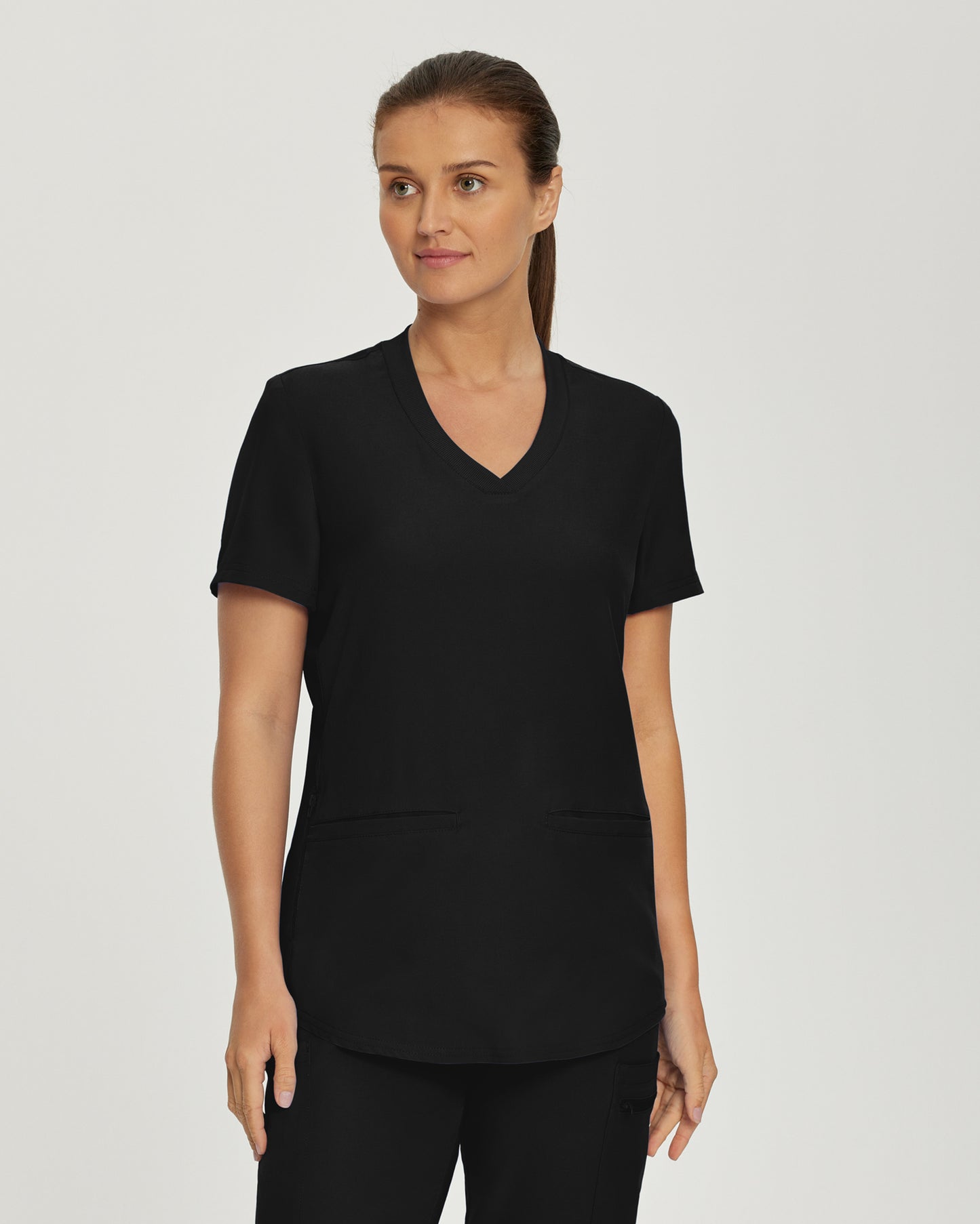LT100 White Cross Landau Forward - Rib Knit V-neck Top