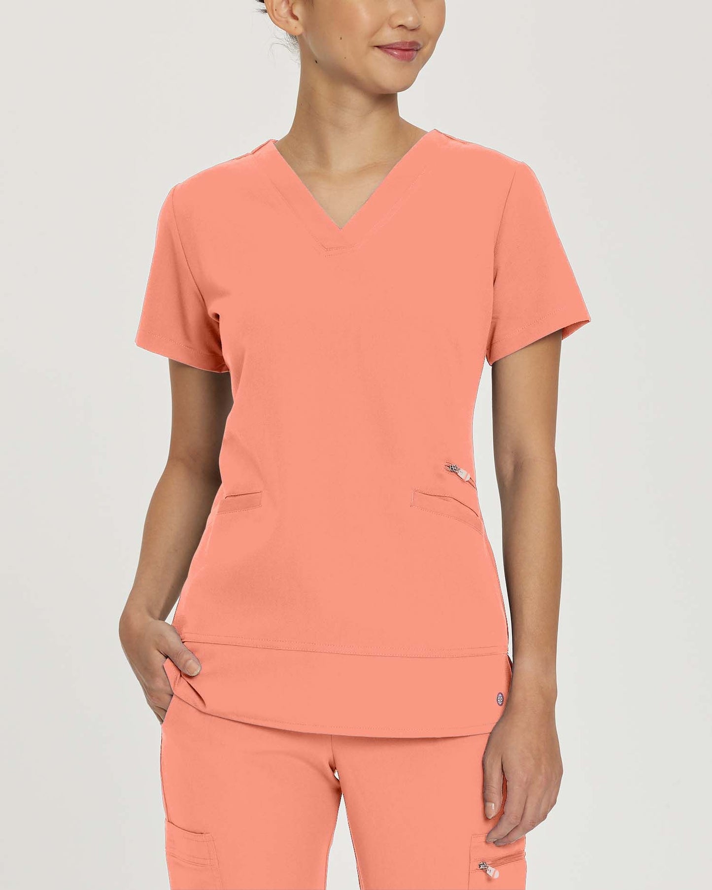 796 White Cross V-Tess Women's V-Neck Top With Zip Pocket