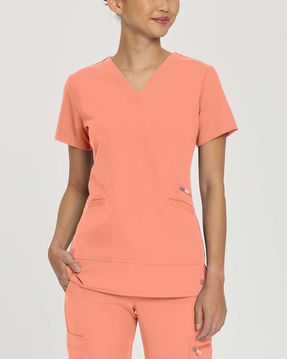 796 White Cross V-Tess Women's V-Neck Top With Zip Pocket