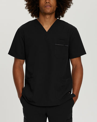 2207 Men's Detailed Scrub Top V-Tess