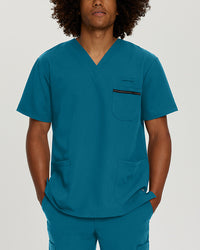 2207 Men's Detailed Scrub Top V-Tess