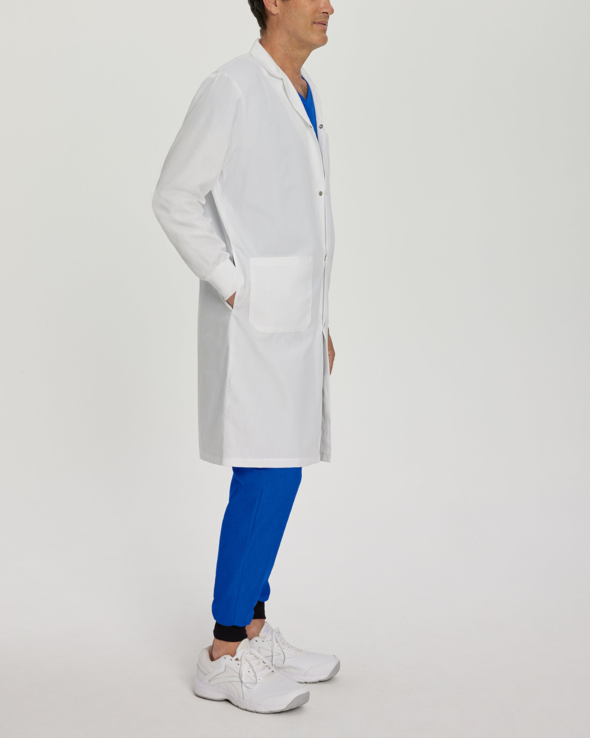 2268SR Unisex Lab coat with Rib Cuff and Snap Closure Buttons