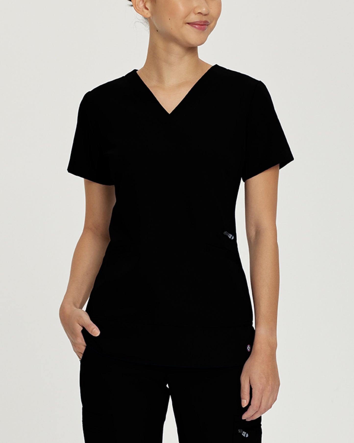796 White Cross V-Tess Women's V-Neck Top With Zip Pocket