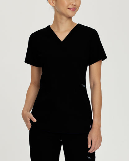 796 White Cross V-Tess Women's V-Neck Top With Zip Pocket