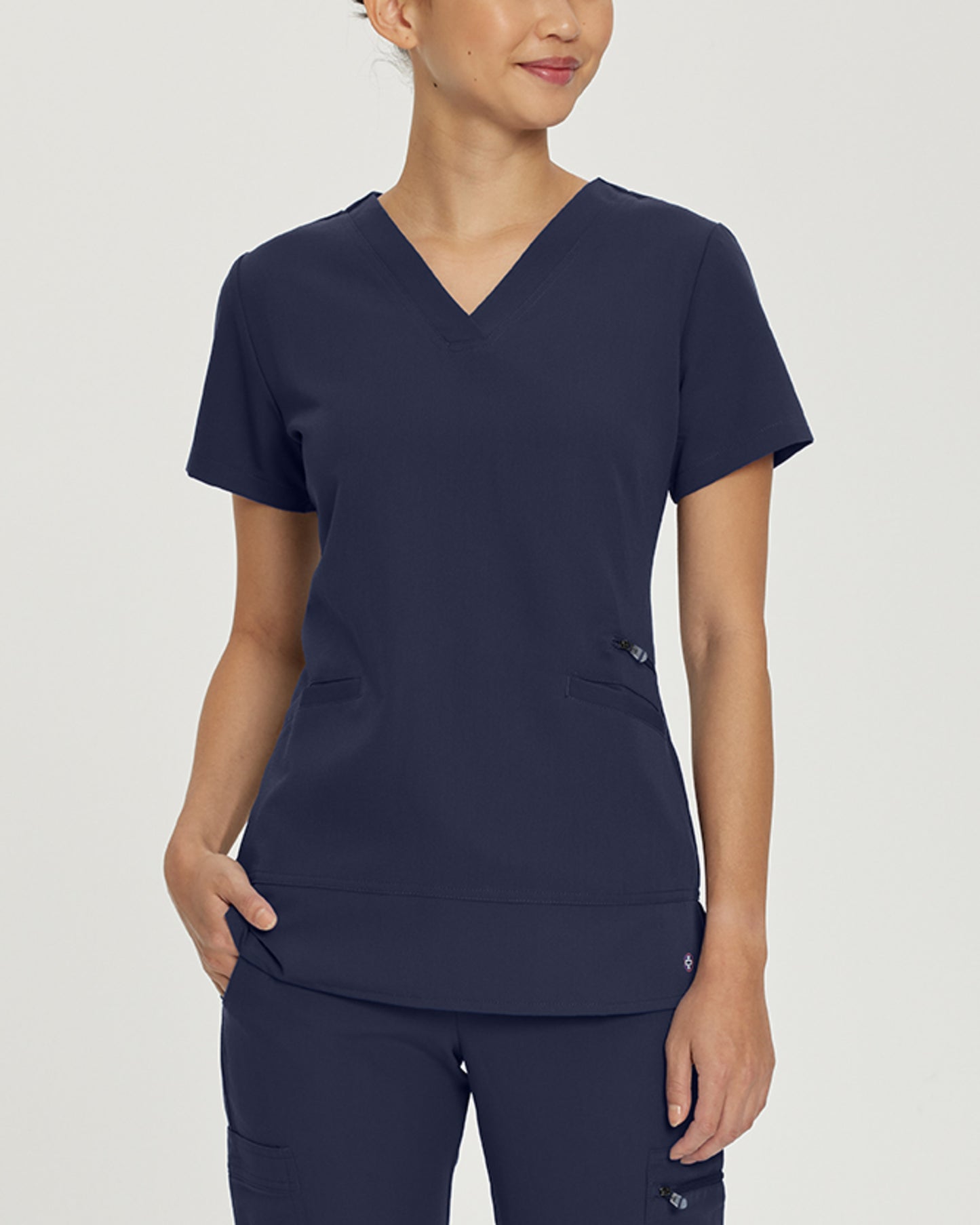 796 White Cross V-Tess Women's V-Neck Top With Zip Pocket