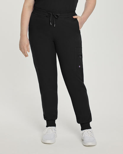 380P Zipped White Cross V-Tess Women's Petite Jogger Pant